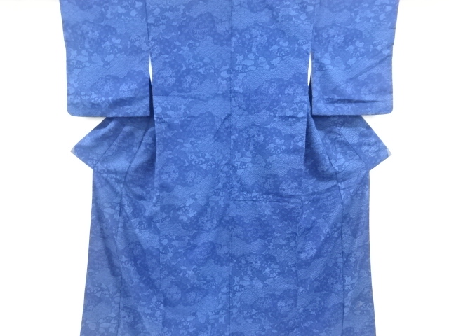 アンティーク　本藍型染花古典柄手織り紬着物